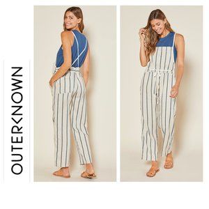 NWT Outerknown Topanga Overals Flax Noa Stripe sz L